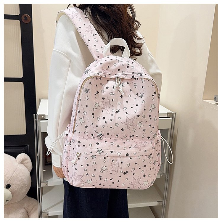 Backpack with Sparkling Star Motif and Charming Pendant Bowlift