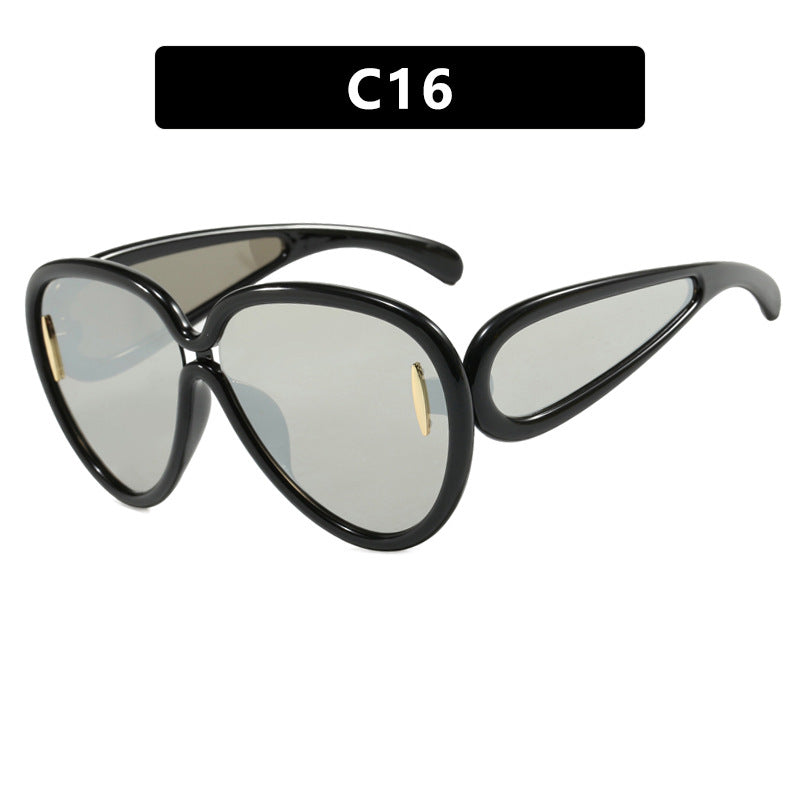 Women extravagant sunglasses in creative design Bowlift
