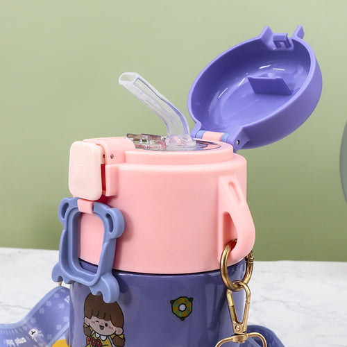 Women's Insulated Drinking Bottle with Multiple Carry Options and Cheerful Design Bowlift