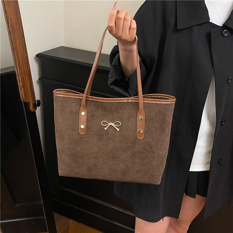 WoElegant Suede Handheld Tote Bag Bowlift