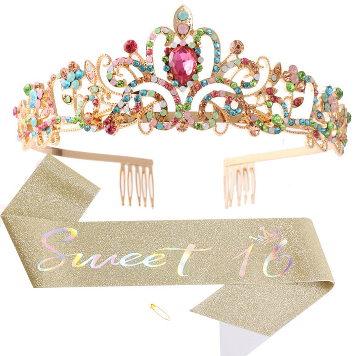 Women's Sparkling Crown with Radiant Rhinestone Embellishment Bowlift