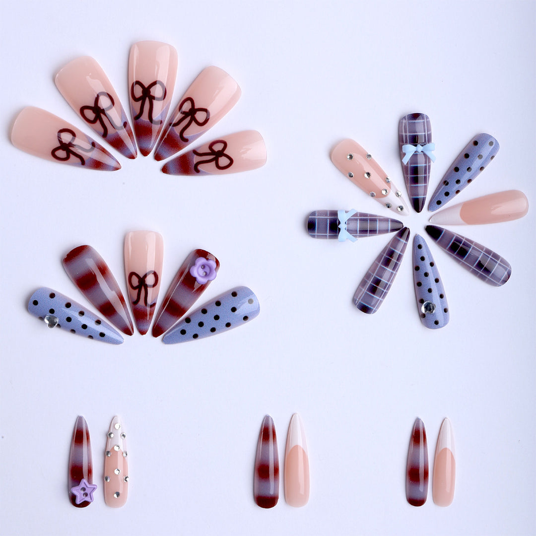 Artificial nails with creative 3D design and playful accents Bowlift