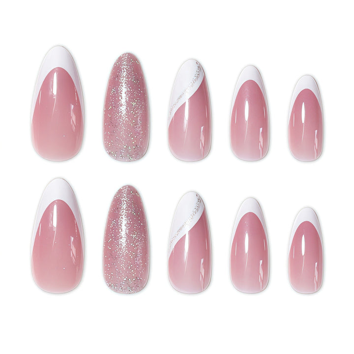 Elegant Sparkling French Tip Nail Enhancements Bowlift