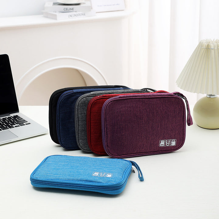 Padded Travel Electronics Organizer Pouch with Elastic Cable Loops & Mesh Pocket Bowlift