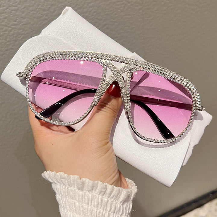 Women's Glamorous oversized Sunglasses with sparkling Crystal frame Bowlift