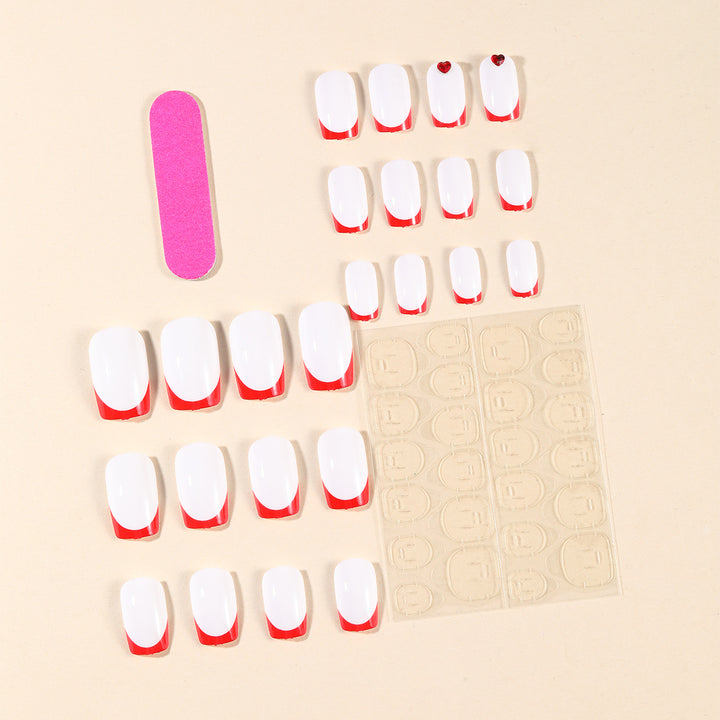 Heart-Accent Acrylic Nail Art Extensions Bowlift