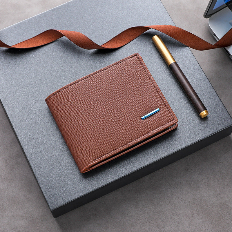 Textured Leather Folded Wallet Bowlift