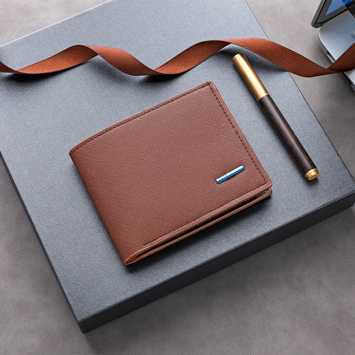 Textured Leather Folded Wallet Bowlift