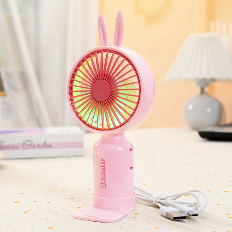 Women's Portable Hand Fan with Cute Ears Bowlift