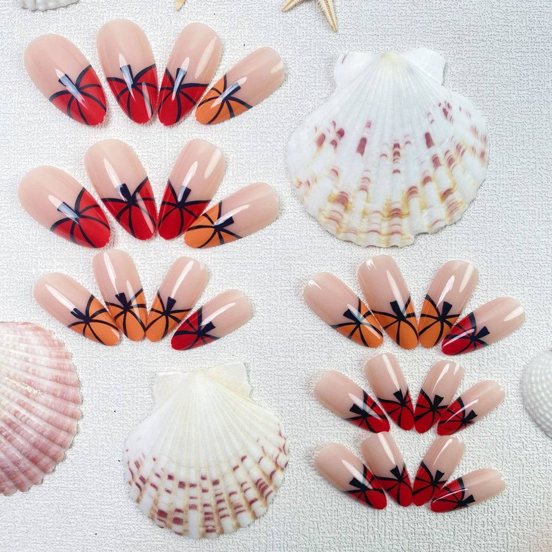 Artistic Basketball-Themed Press-On Nail Set Bowlift