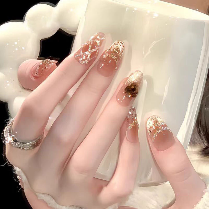 Decorative Long Stiletto Press-On Nails with Floral Designs Bowlift