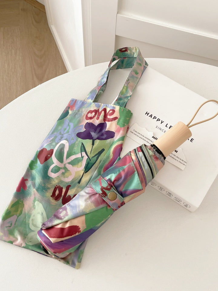 Ladies Foldable Rainbow Retouch Rain Umbrella Bowlift