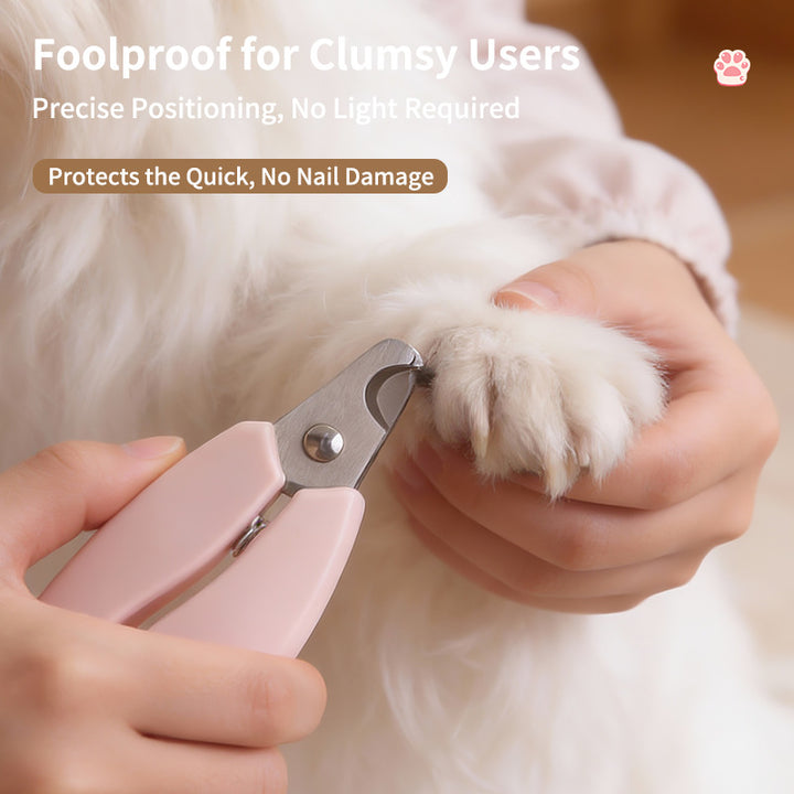 Compact ergonomic pet nail clippers with safety stop and thumb lock Bowlift
