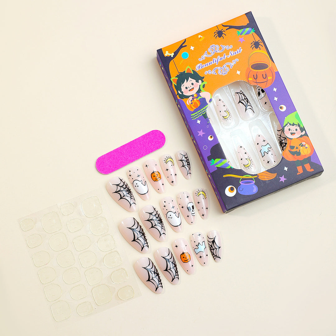 Creative Halloween Nail Art Set with Spider and Ghost Design Bowlift