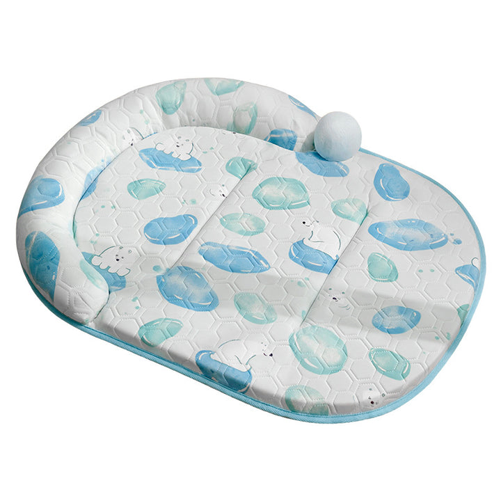 Unisex nan padded baby play mat with elevated headrest edge and non-slip bottom Bowlift