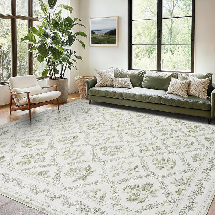 Vintage Floral Pattern Area Rug Bowlift