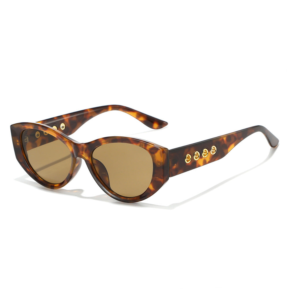 Cat-Eye Sunglasses with Decorative Gold Accents Bowlift