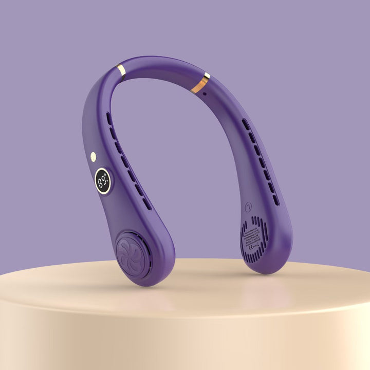 Cooling wearable bladeless neck fan with LED display and dual air outlets Bowlift