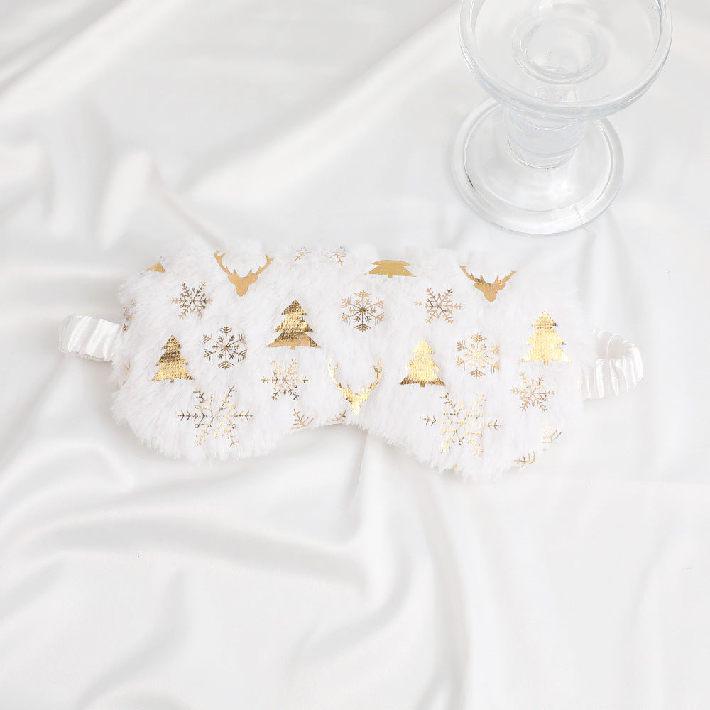 Unisex soft eye mask made of faux fur with festive motif embossing Bowlift