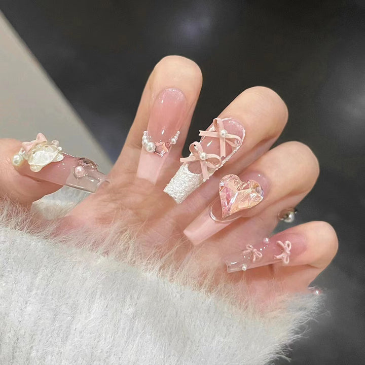 Artistic Stiletto Press-On Nail Set with Charming Patterns Bowlift