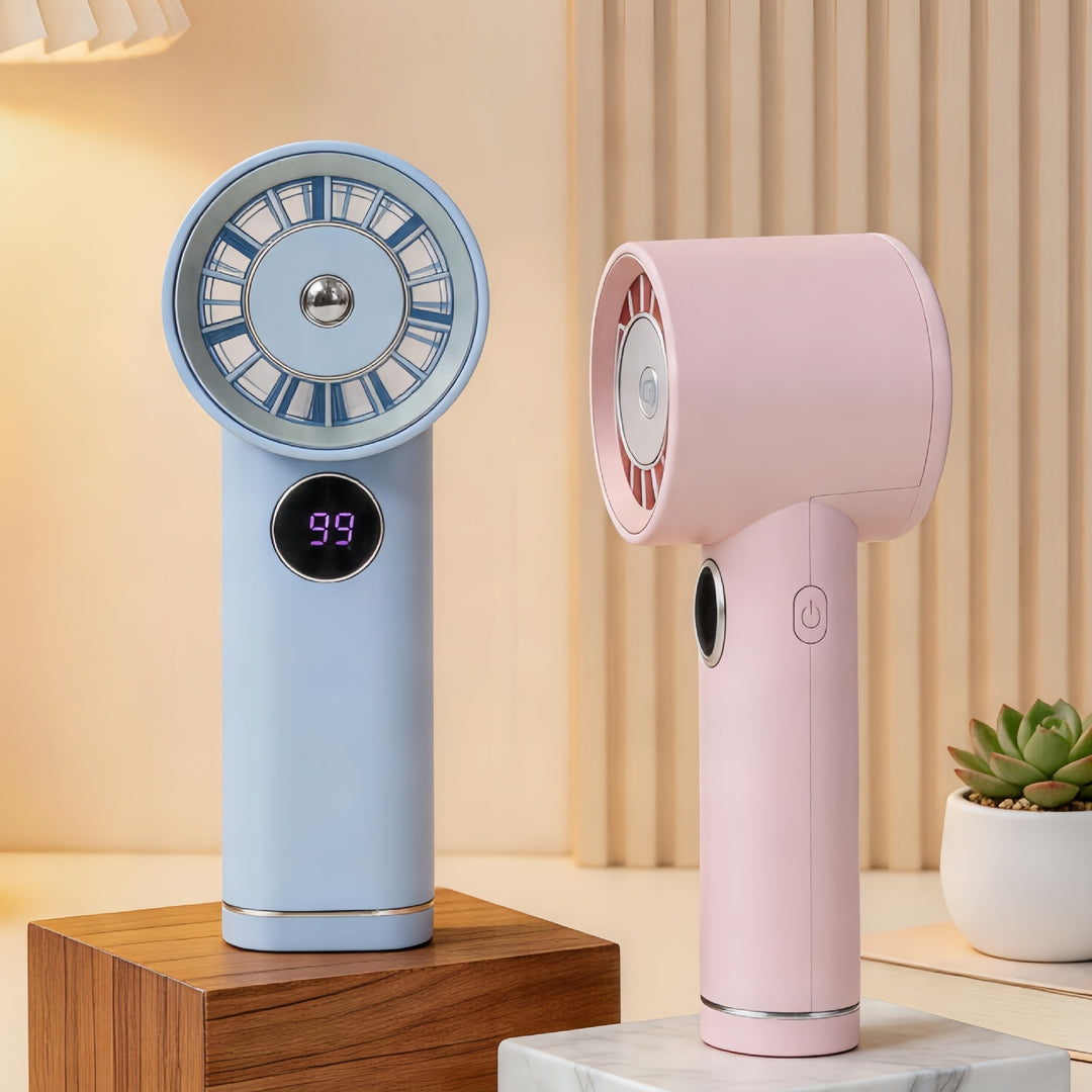 Women Portable Mini Fan with Digital Display Bowlift