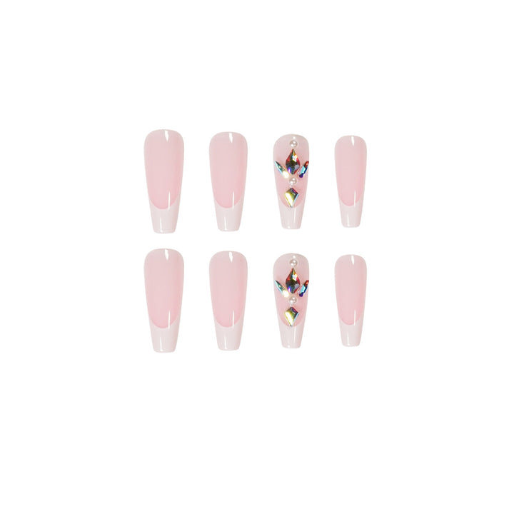 Premium Nail Extensions with Elegant Designs and Glitter Accents Bowlift