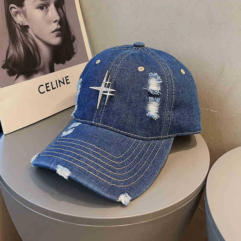 Unisex Distressed Denim Baseball Cap Bowlift 1784188338
