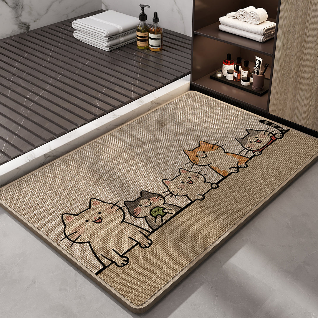 Playful Cat-Themed Bath Rug