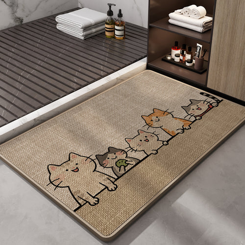Playful Cat-Themed Bath Rug
