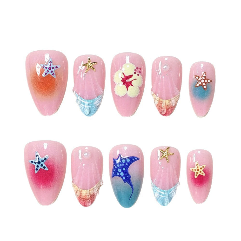 Artistic Ocean-Inspired Press-On Nail Art Bowlift