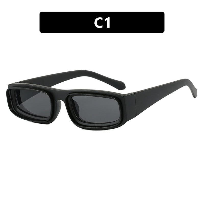 Ladies trendy rectangular sunglasses with elegant color play Bowlift