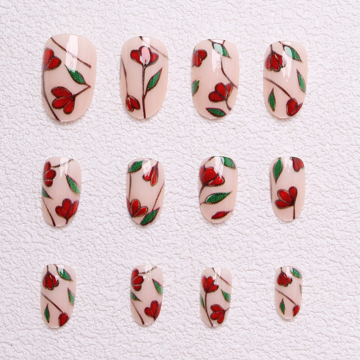 Floral-Designed Press-On Nails Bowlift