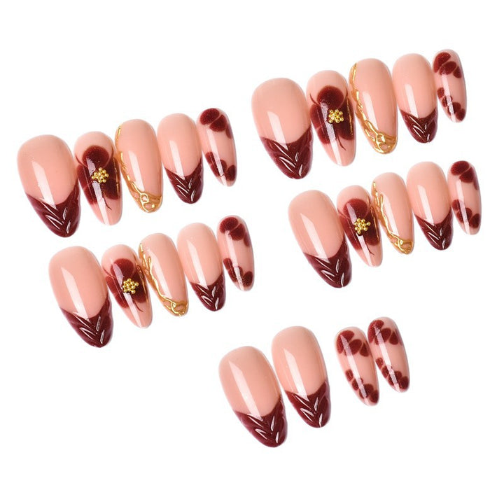 Artificial Nail Set with Floral and Luxurious Decorations Bowlift