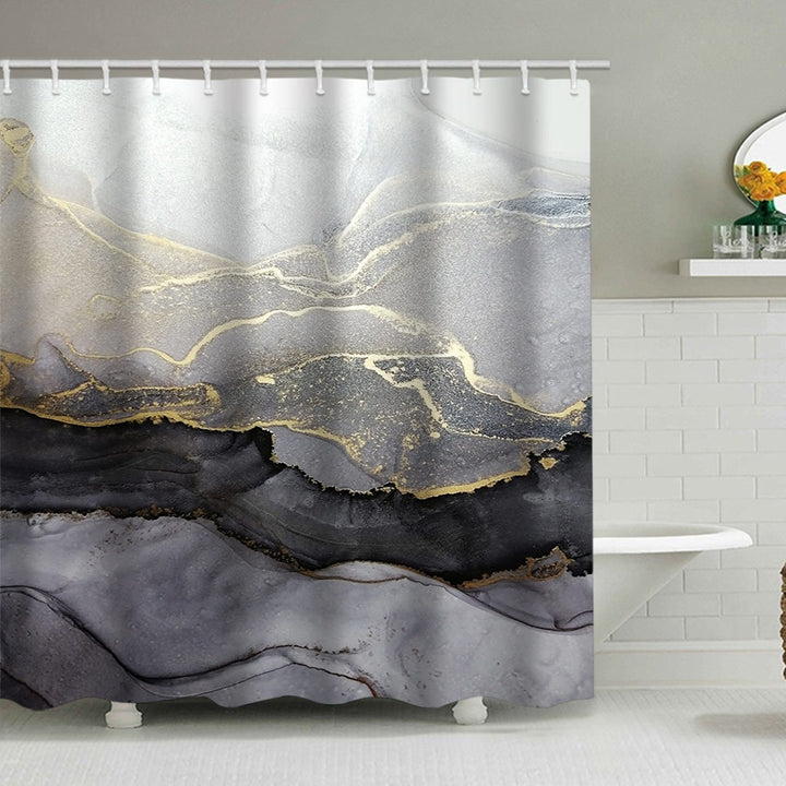 Artistic Marble Design Shower Curtain Bowlift