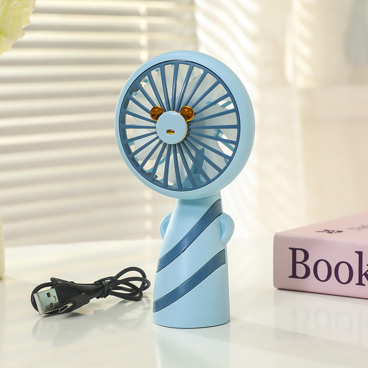 Women's Portable Handheld Fan with Ergonomic Grip and Cute Animal Design Bowlift