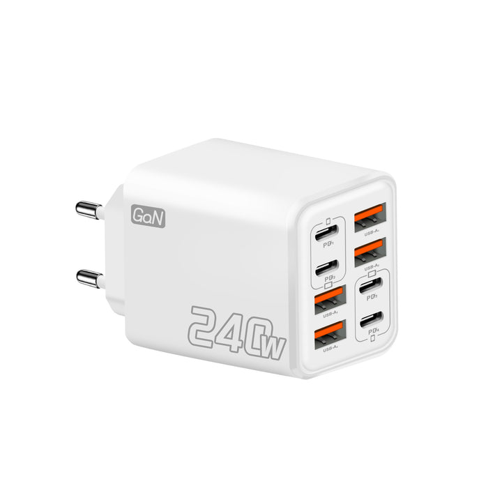 GaN high-speed USB-C and USB-A multiport travel charger with foldable UK plug Bowlift