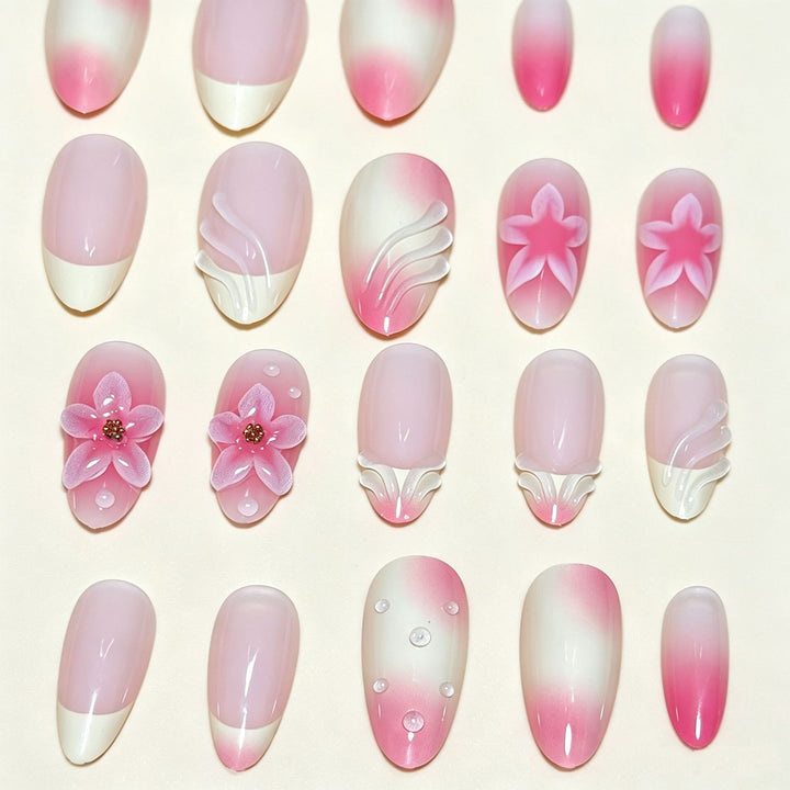 Elegant Press-On Nail Tips with Decorative Bow Bowlift