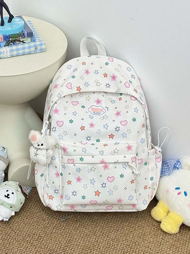 Cute Star and Heart Patterned Backpack