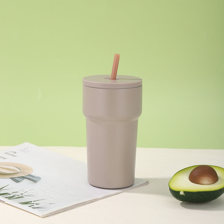 Unisex Insulated Drinking Cup with Dust Protection Lid and Straw Bowlift