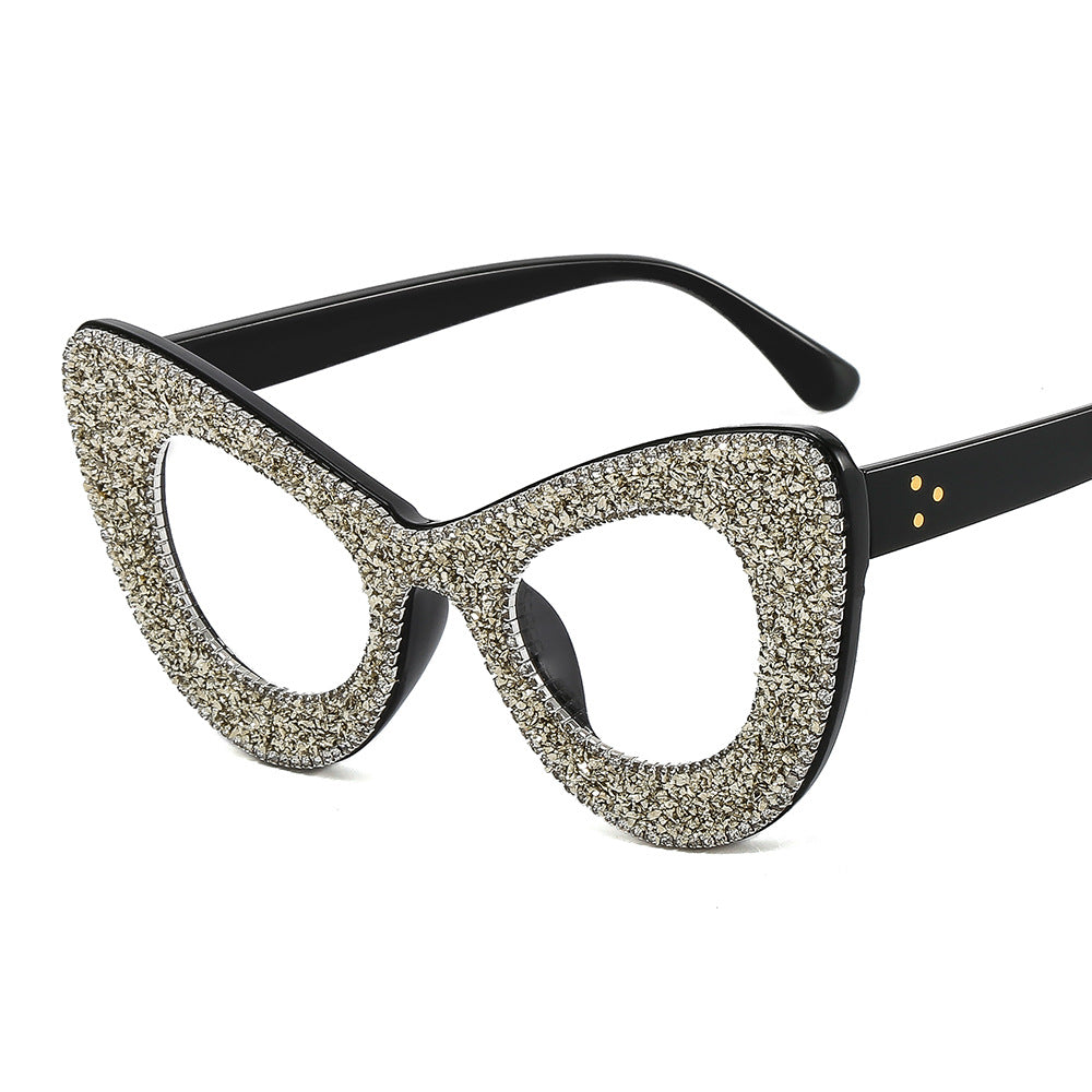 Ladies Glamorous Cat-Eye Sunglasses with Rhinestone Decoration Bowlift