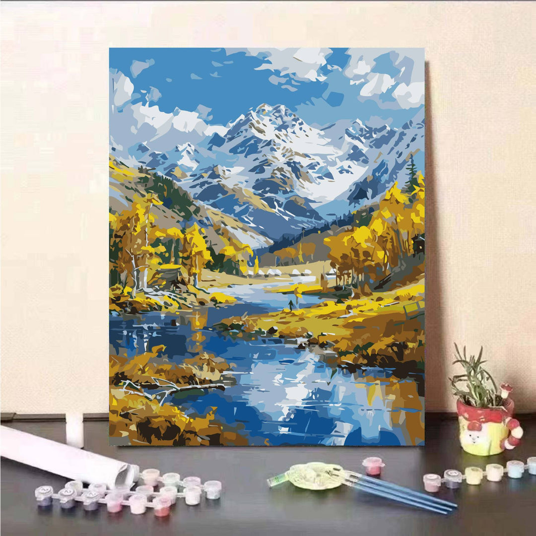 Scenic Mountain Lake Paint by Numbers Kit Bowlift