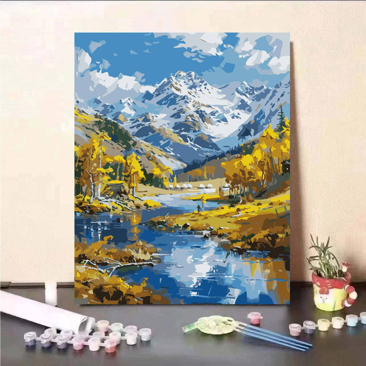 Scenic Mountain Lake Paint by Numbers Kit Bowlift