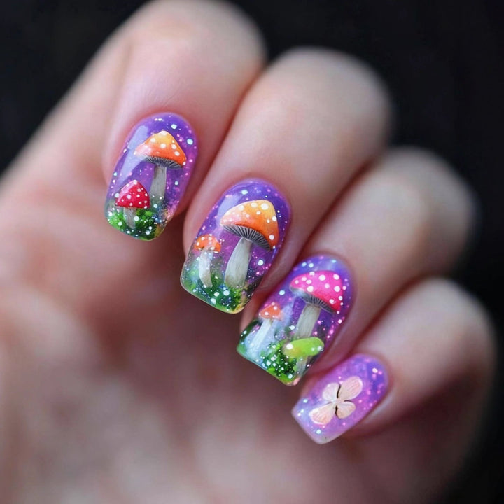 Elegant Artificial Nails with French Manicure and Glitter Effects Bowlift