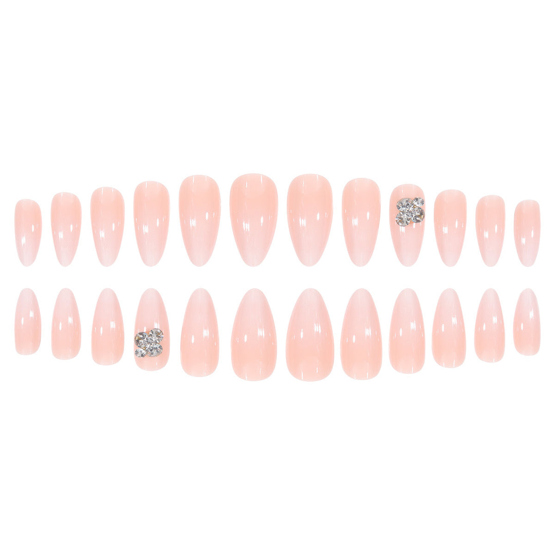 Premium Press-On Nail Set with Elegant Rhinestone Accents Bowlift
