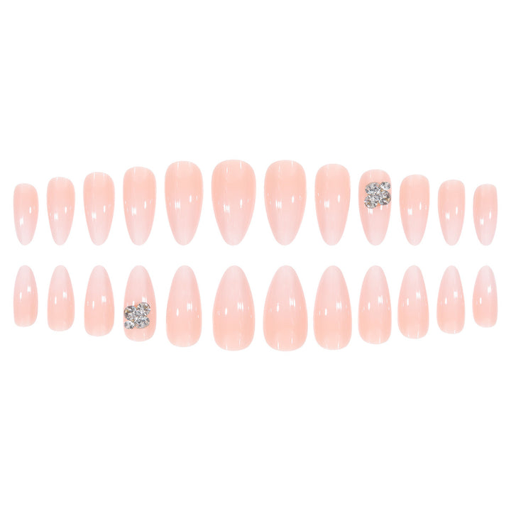 Premium Press-On Nail Set with Elegant Rhinestone Accents Bowlift