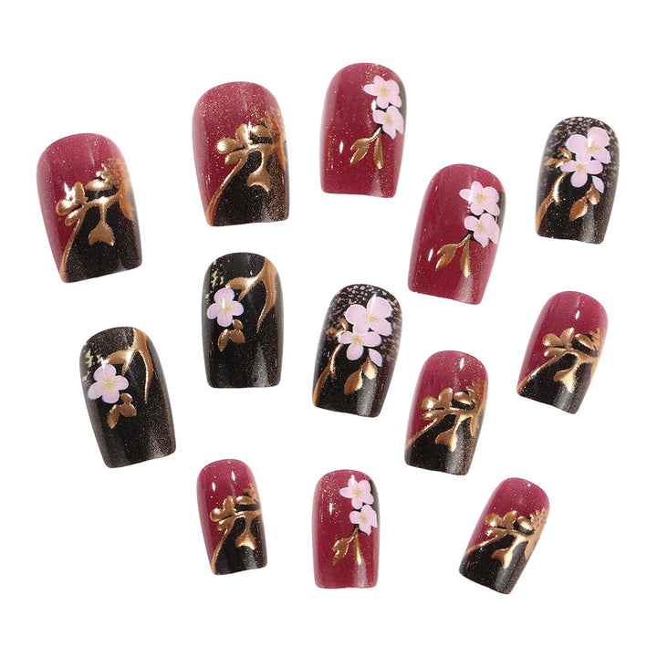 Artificial nails with elegant floral accents Bowlift