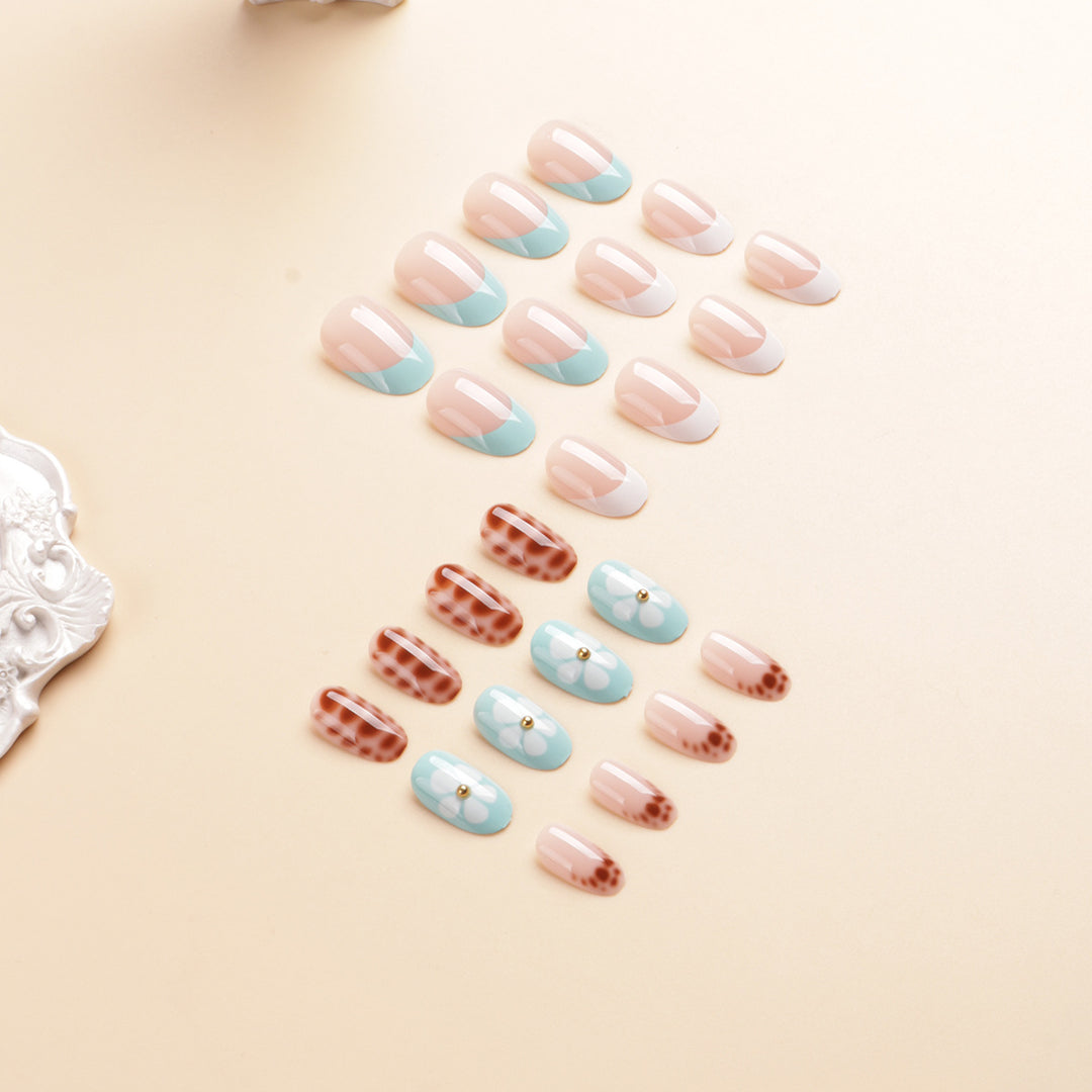 Artistic Floral Acrylic Press-On Nail Set Bowlift