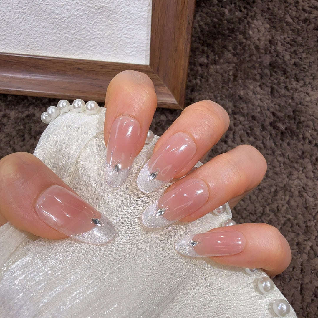 Elegant French Tip Press-On Nails Bowlift