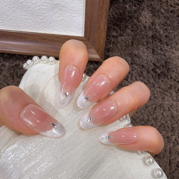 Elegant French Tip Press-On Nails Bowlift