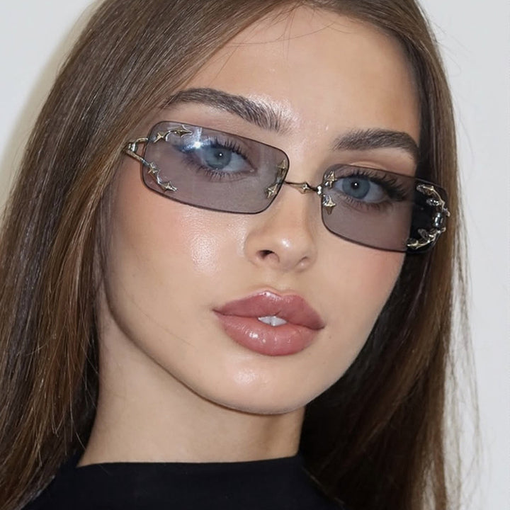 Women's fashionable sunglasses with delicate metal frame and transparent lenses Bowlift